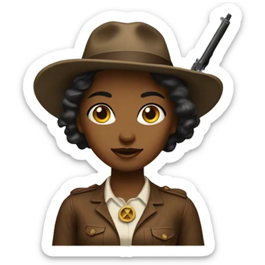 Brown vintage gun girl sticker