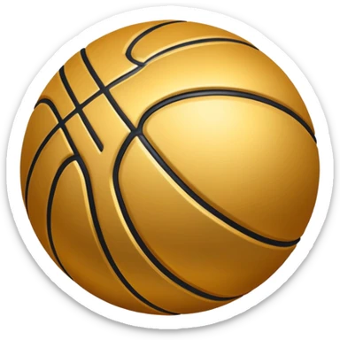 basketball with luxury gold metallic surface instead of orange, black lines pattern of a basketball sticker