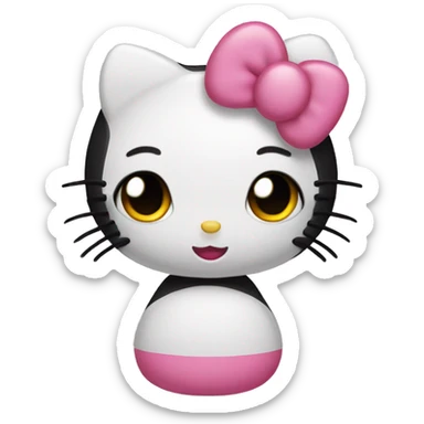 hello kitty with black middle part hair  sticker
