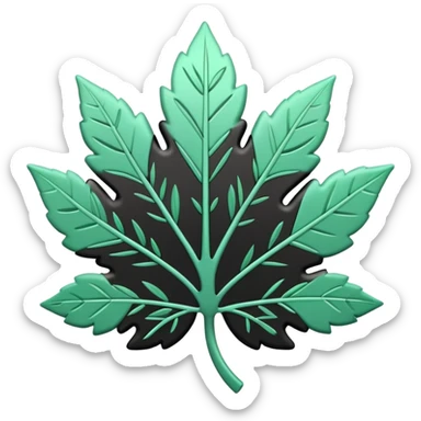 Environnement (Environment), 3D techy icon with black and mint green (#B5F4D3) color scheme, eco-friendly technology with leaf and circuit patterns sticker