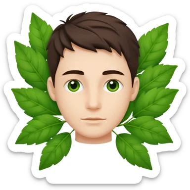 Adam, with fresh green leaves woven together sticker