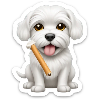 Maltese dog with joint in mouth sticker
