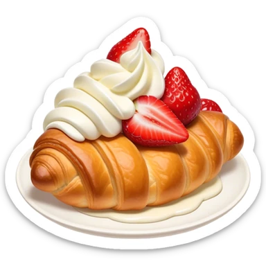 Brioche croissant with creamy mascarpone and strawberries inside sticker