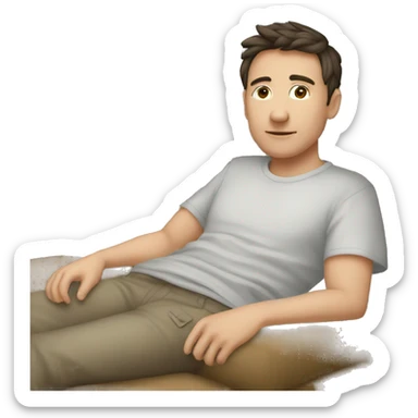 Garçon couché ayant l'air ennuyé sticker