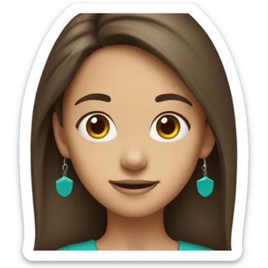 smiling girl with brown hair with teal earring that looks like a house sticker