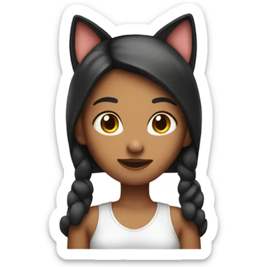 A back girl with cat ears sticker