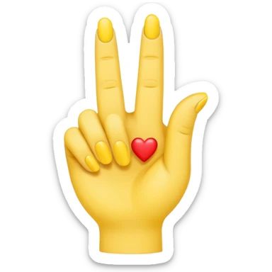 Yellow middle finger emoji with a small heart on the middle fingers nail. Other fingers should remain in the yellow tone sticker
