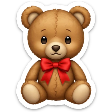 teddy bear with red ribbon sticker