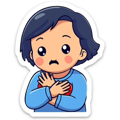 a girl crying in pain holding her chest, heartbreak, emotional pain sticker