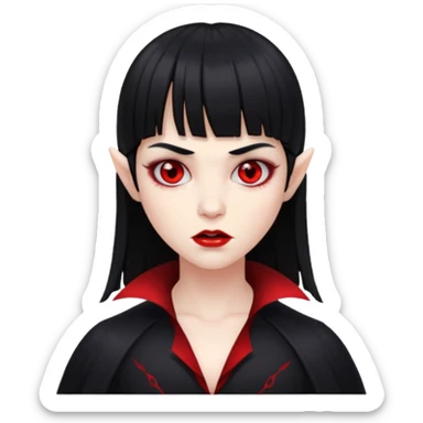quero a foto de uma vampira com franja de cabelo preto sticker