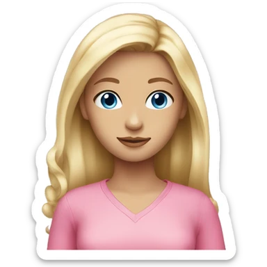 Blond girl blue eyes pink clothes sticker
