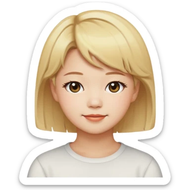 Jeongyeon de TWICE portrait emoji, short blonde hair, subtle smile sticker