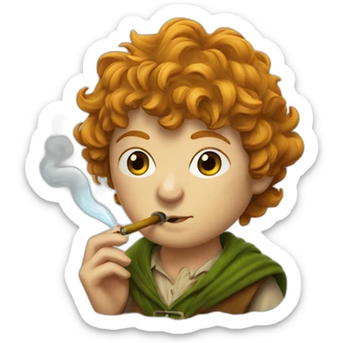 Samwise Gamgee smoking from a water pipe sticker
