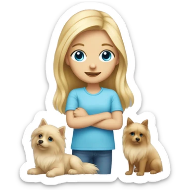 Blonde girl blue eyes holding spitz  sticker