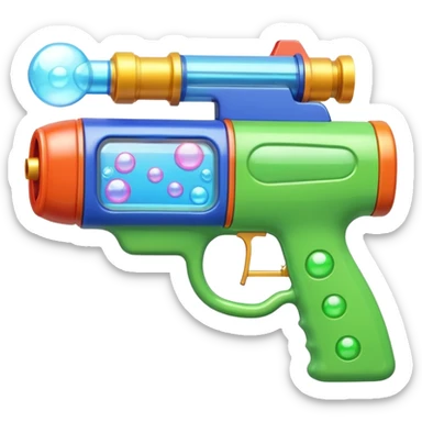 foam blaster gun object icon, shoots bubbles and foam, glossy plastic, colorful design, 3D cartoon, mobile game icon style, centered, clean background, soft shadow, no text, no watermark
 sticker