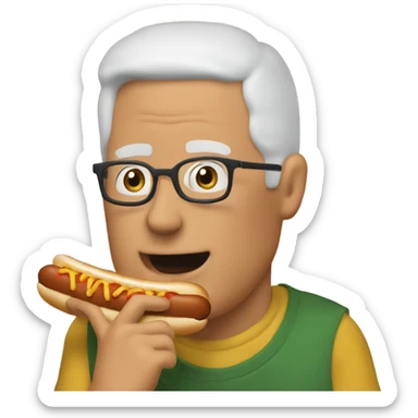 ai generated image of bill from the tv shos king of the hill eating a hot dog sticker