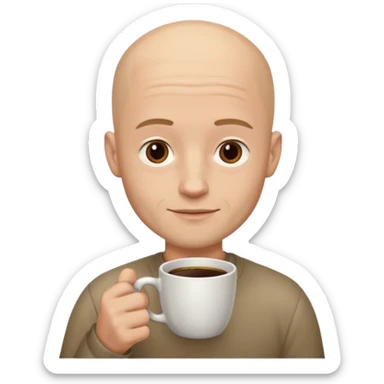 young men with coffee no hair, a little beard and no wrinkles sticker