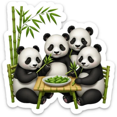 famille panda à table sticker