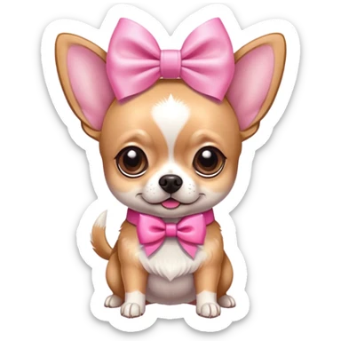 Light chihuahua with big pink bow on head sticker