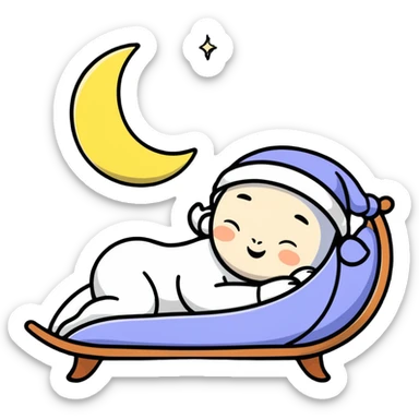 cute sleeping moon with nightcap and snoring sticker