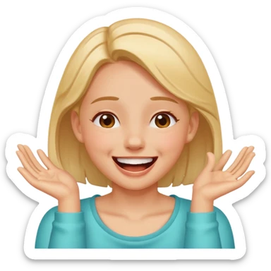 Girl with hands around her neck while laughing and sweating sticker