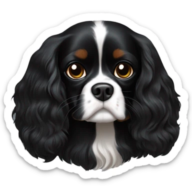 black Cavalier King Charles spaniel. No white or brown coloring on it sticker