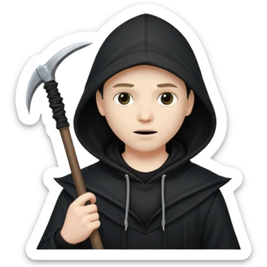 skull head, black hood, scythe sticker