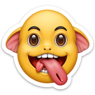 Tongue sticking out between twofingers sticker