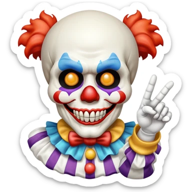 A skull as a clown pointing at me sticker