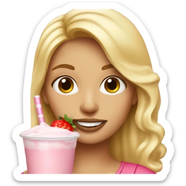 Blonde woman drink strawberry milkshake  sticker