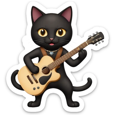 A black cat having a guitar and rocking out sticker