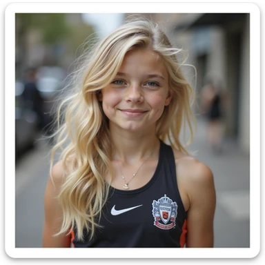 Jeune fille de 16 ans sportive et blonde et belle  sticker