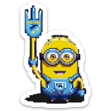 Minion character waving sticker