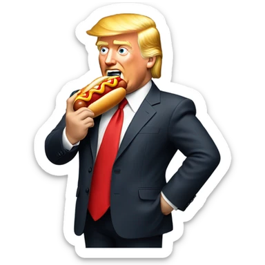 Trump eating hotdog sticker