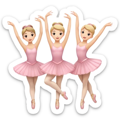 3 Ballerinas twirling with their arms up in the air. sticker