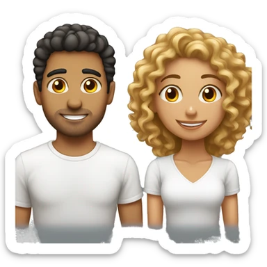 Hispanic guy with straight hair in love with hispanic girl with curly hair sticker