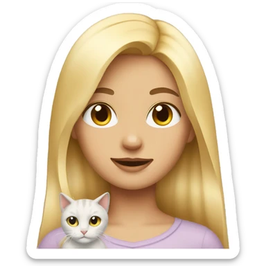A girl with blond hair and two cats sticker