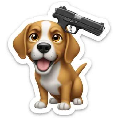 Dog pointing fake gun his owner sticker