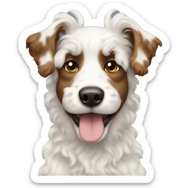 White curly haired dog with brown spots  sticker