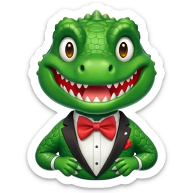 cute crocodile, bow tie sticker