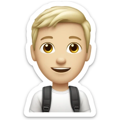 Skateboarding white pale caucasian boy sticker