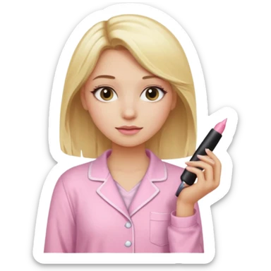 Girl with blonde hair makeup on and in light pink pj's  sticker
