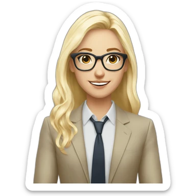 young account manager working in ad agency with platinum blonde hair and big tortoiseshell glasses sticker