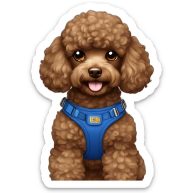 Brown-Toy-poodle-with-dark-blue-harness sticker