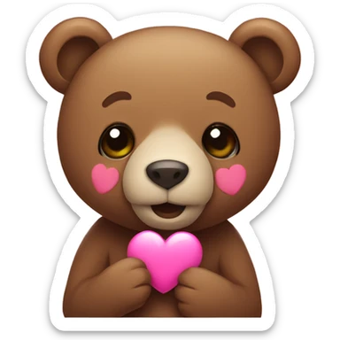 A bear that’s holding a pink heart that says love sticker
