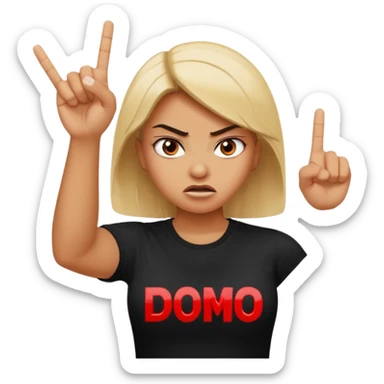 Letters saying “Don’t PMO” With an angry lady standing behind the letters with her fingers up  sticker