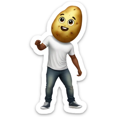 a potato wearing tshirt  sticker
