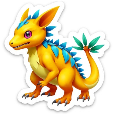 Colorful Exotic Pokémon-Digimon-Fakémon-hybrid-creature (full body) sticker