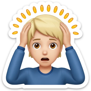 Shocked face hands on head sticker