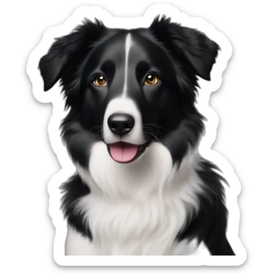 Perro negro tipo border collie solo pecho blanco y 3 manos blancasde 7 meses sticker